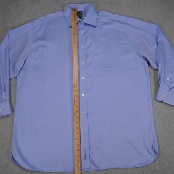 Jos A Bank Signature Button Shirt Men 17 - 33 Blue Button Up Long Sleeve - Picture 13 of 16
